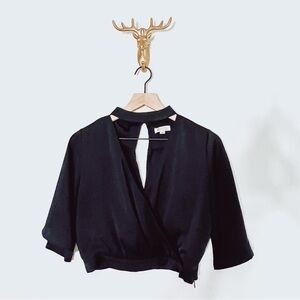 Mooloola Women's Black Key Hole Cut Out Blouse Top Size 10